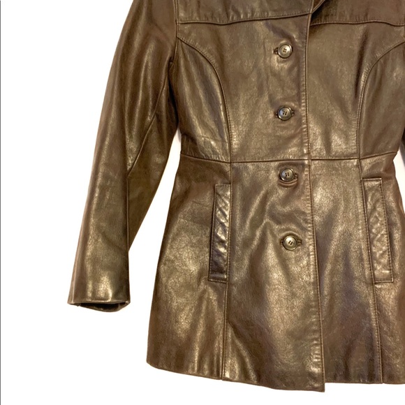 Girlfrienz Luis Alvear Brown Leather Button Jacket-Small - Picture 3 of 10